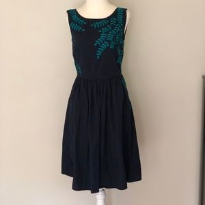 Eshakti navy dress with teal embroidery